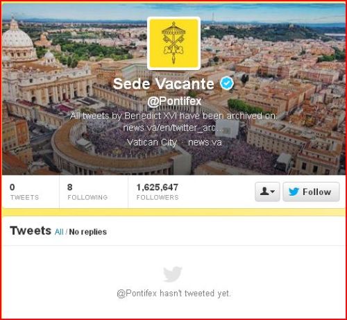 pontifex has not tweeted yet - sede vacante